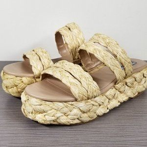 Steve Madden Cannes Platform Espadrille Slide Sandal, Natural, Womens Size 8.5